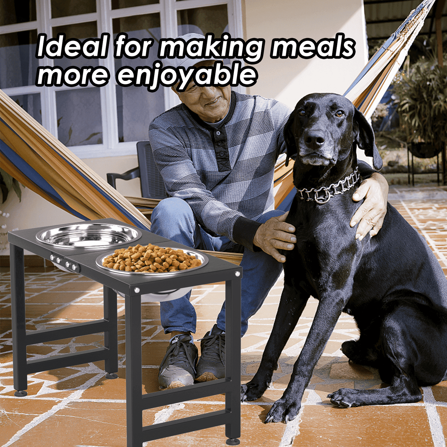 Dog Bowl Stand for Large Dogs with Sprill Proof Mat, Dog Food & Water Bowls 10" Tall Dog Feeder