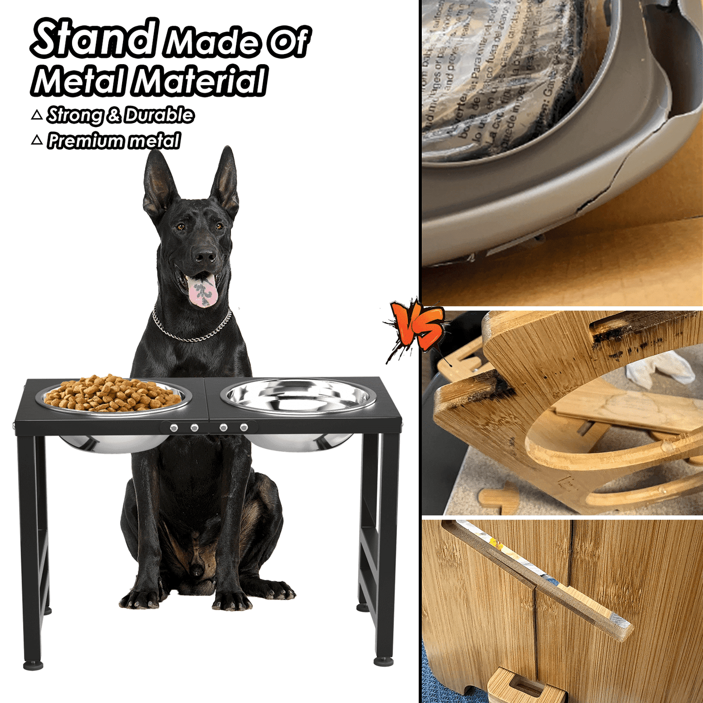 Dog Bowl Stand for Large Dogs with Sprill Proof Mat, Dog Food & Water Bowls 10" Tall Dog Feeder
