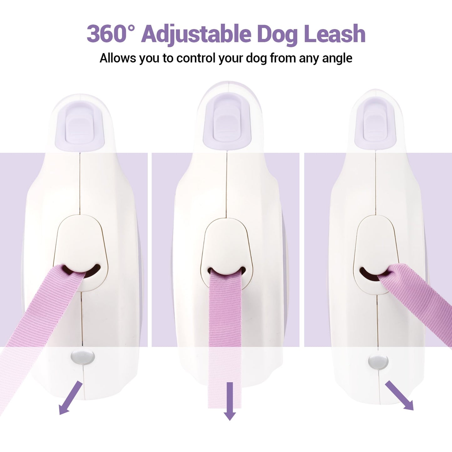 Dog Leash, 16ft with Light, Anti-Slip Handle, One Button Brake & Lock Tangle-Free Dog Retractable Leash