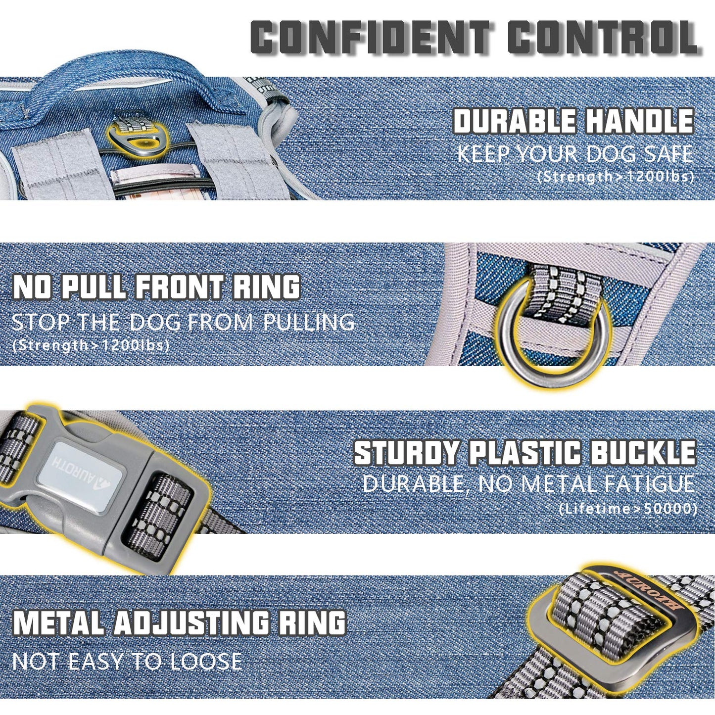 Dog Harness for Small Medium Dogs No Pull Adjustable Reflective K9 Working Training Easy Control Pet