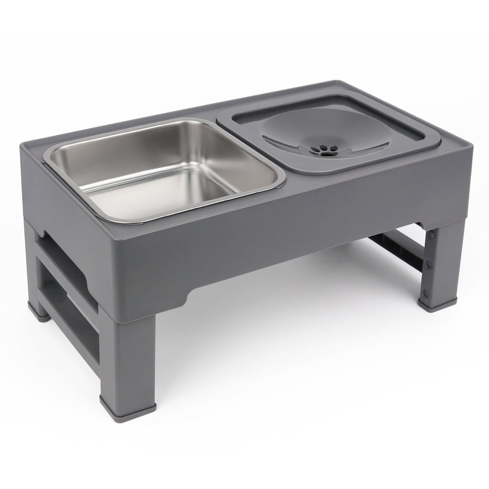 Dog Bowls with Slow Feeder, Adjust 4 Heights for Small Medium Large Dogs, Black