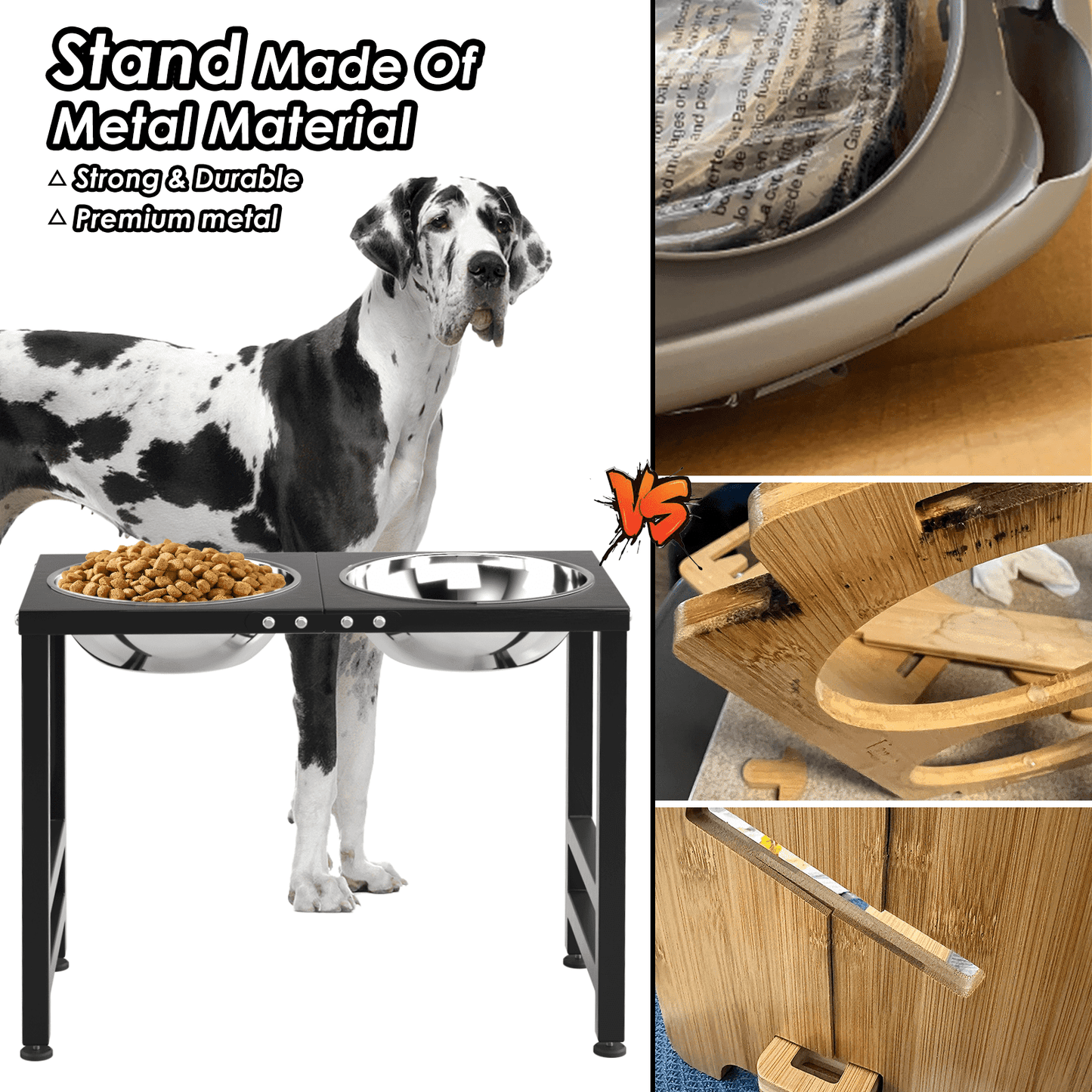 Dog Bowl Stand for Large Dogs with Sprill Proof Mat, Dog Food & Water Bowls 10" Tall Dog Feeder