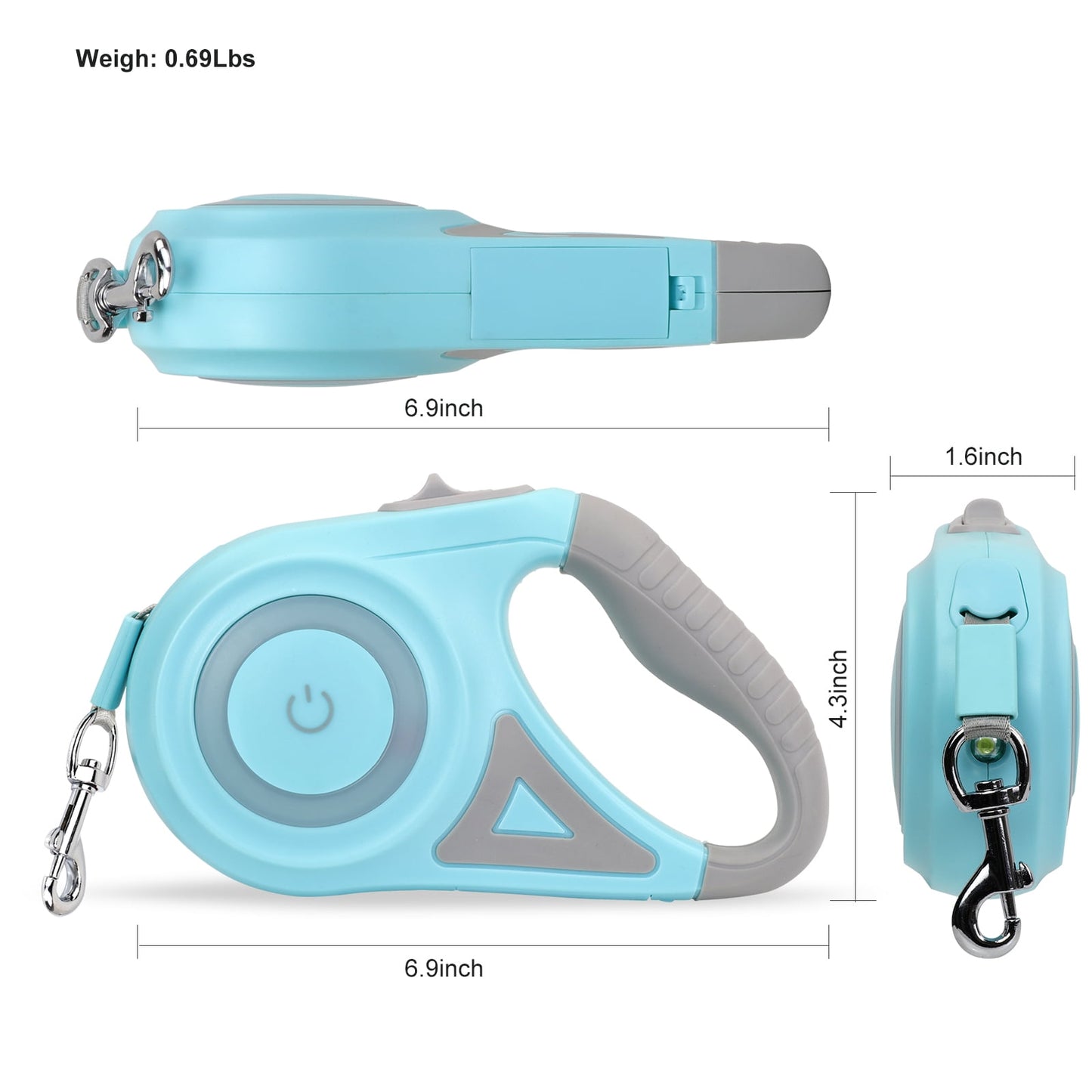 Dog Leash, 16ft with Light, Anti-Slip Handle, One Button Brake & Lock Tangle-Free Dog Retractable Leash
