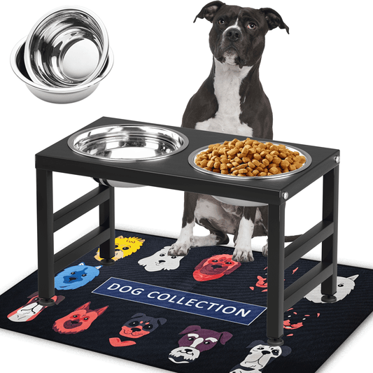 Dog Bowl Stand for Large Dogs with Sprill Proof Mat, Dog Food & Water Bowls 10" Tall Dog Feeder